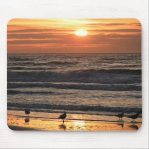 Seagulls by the Sea at Sunset  Mouse Mat
