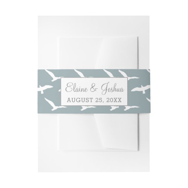 seagulls dusky blue beach invitation belly band (Front Example)