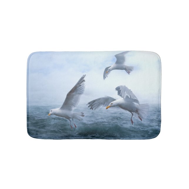 Seagulls Flight over the Sea Bath Mat (Front)