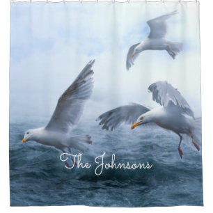 Seagulls Flight over the Sea Shower Curtain