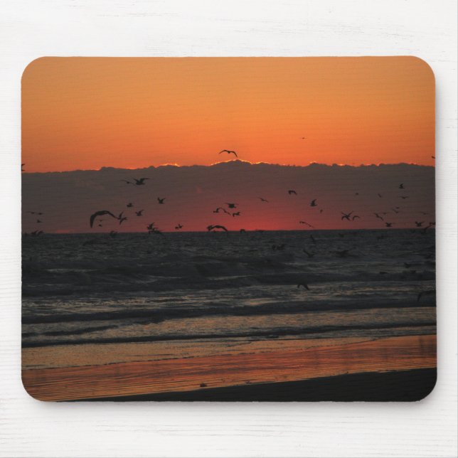 Seagulls Flying Over Ocean Sunrise Mouse Mat (Front)
