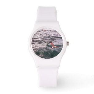 SEAGULLS FLYING OVER THE SEA WAVES WATCH
