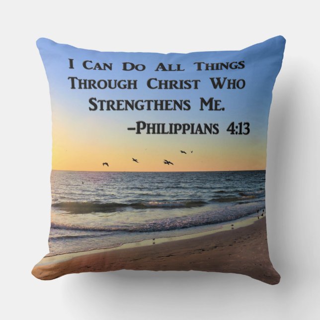 SEAGULLS FLYING PHILIPPIANS 4:13 PILLOW (Front)