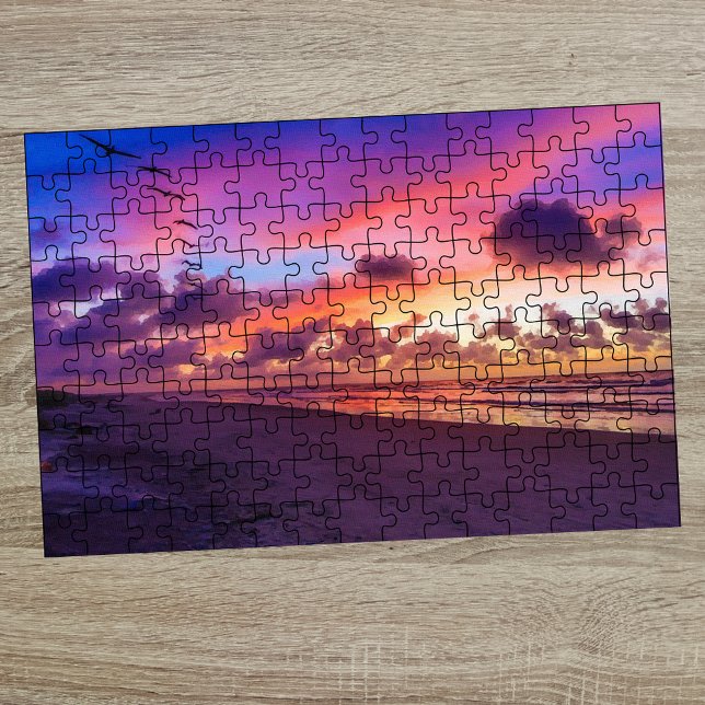 Seagulls Flying Pink Sky Beaufort SC Beach Jigsaw Puzzle (Creator Uploaded)