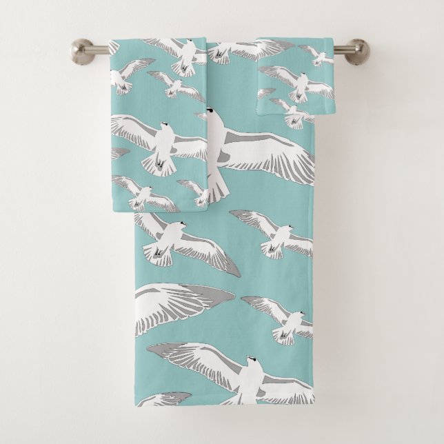 Seagulls Galore Bath Towel Set (Insitu)