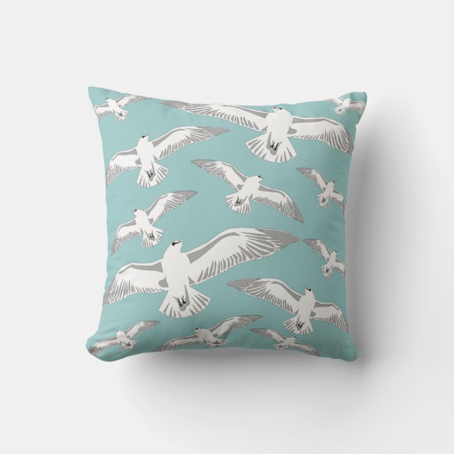 Seagulls Galore Throw Pillow (Front)