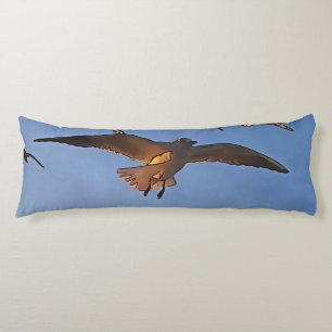 Seagulls In Flight Black Outline Art Body Cushion