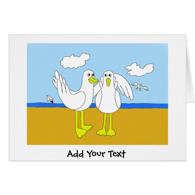 Seagulls In Love Cartoon (Front Horizontal)