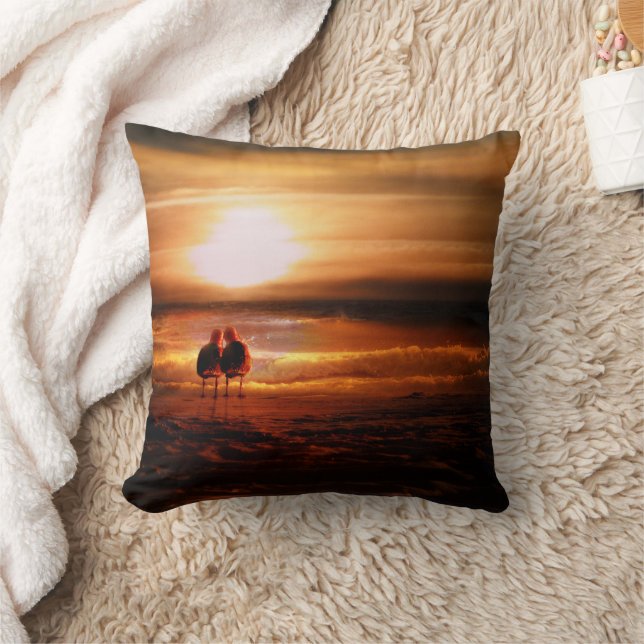 Seagulls - Lovebirds at Sunset Cushion (Blanket)