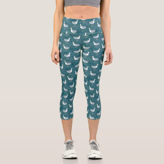 Seagulls Nautical Bird Capri Leggings