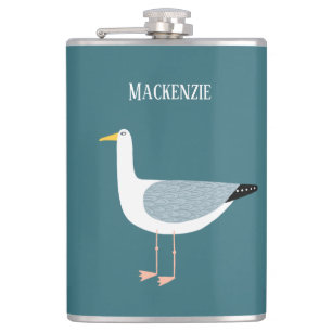 Seagulls Nautical Name Hip Flask