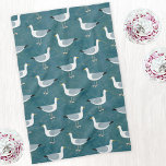 Seagulls Nautical Tea Towel<br><div class="desc">A pattern of sassy seagulls standing by the ocean. Perfect for those who love cheeky birds and the coast.
Bring that nautical feel to your kitchen.</div>