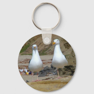 Seagulls On Oceans Beach Key Ring