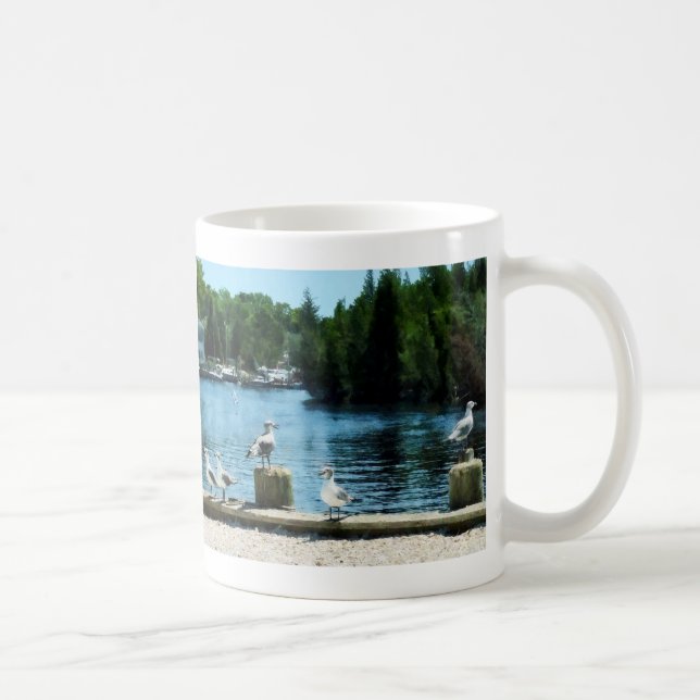 Seagulls on Pier Coffee Mug (Right)