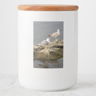 Seagulls on Rock Food Container Label
