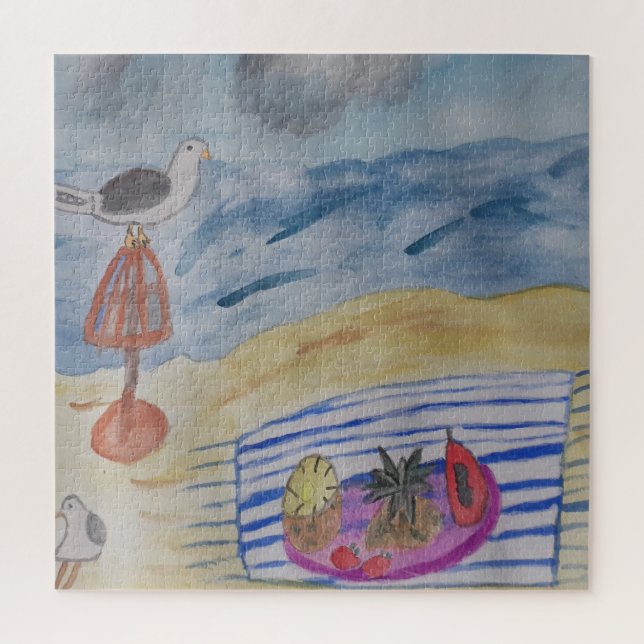 Seagulls On The Beach Jigsaw Puzzle (Vertical)