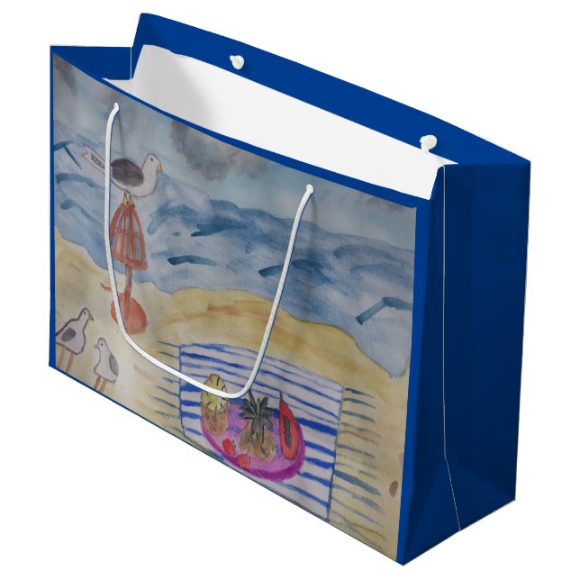 Seagulls On The Beach Large Gift Bag (Front Angled)