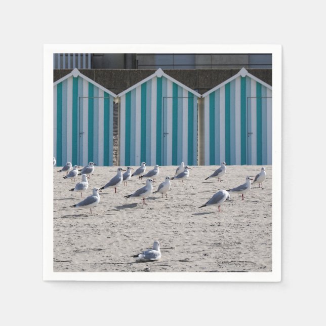 Seagulls on the beach of Fort Mahon in France. Napkin (Front)