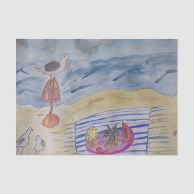 Seagulls on the Beach Tissue Paper (Front)