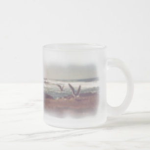 Seagulls On the Coast Frosted Glass Mug