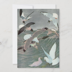 Seagulls Over Ocean Waves by Louis Agassiz Fuertes