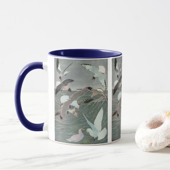 Seagulls Over Ocean Waves by Louis Agassiz Fuertes Mug (With Donut)