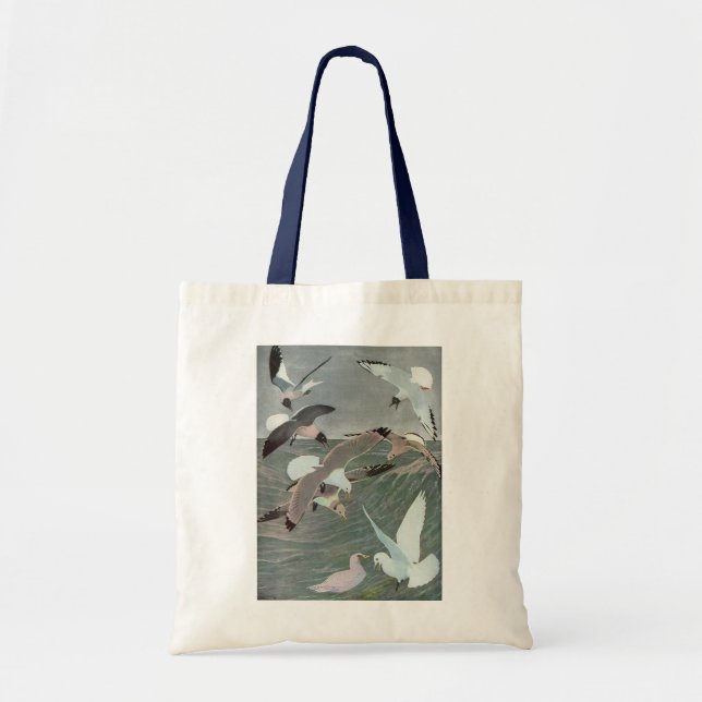 Seagulls Over Ocean Waves by Louis Agassiz Fuertes Tote Bag (Front)