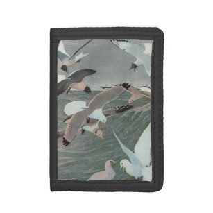Seagulls Over Ocean Waves by Louis Agassiz Fuertes Trifold Wallet