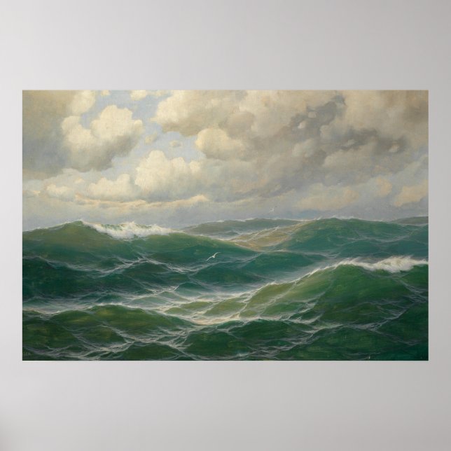 Seagulls Over Waves by Max Jensen Poster (Front)