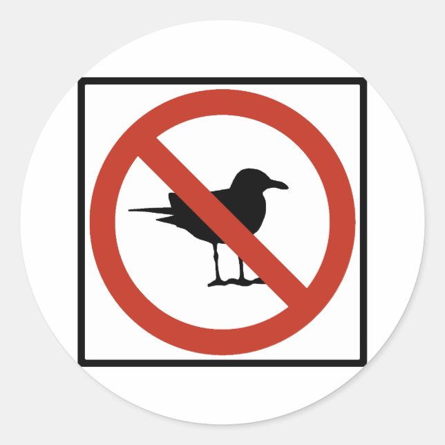 Seagulls Prohibited Classic Round Sticker (Front)