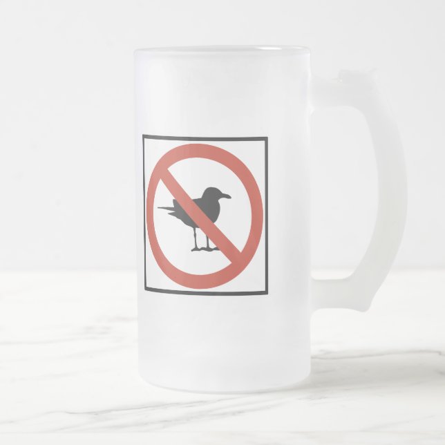 Seagulls Prohibited Frosted Glass Beer Mug (Right)