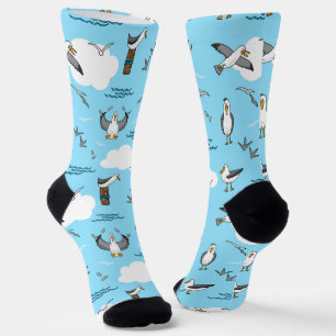 Seagulls Sea Birds Seaside Beach Theme Socks