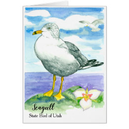 Seagulls Sego Lily Salt Lake Watercolor Blank