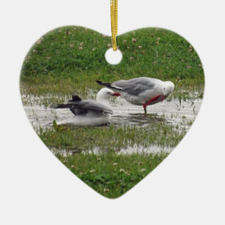 Seagulls Taking a Bath Ceramic Tree Decoration
