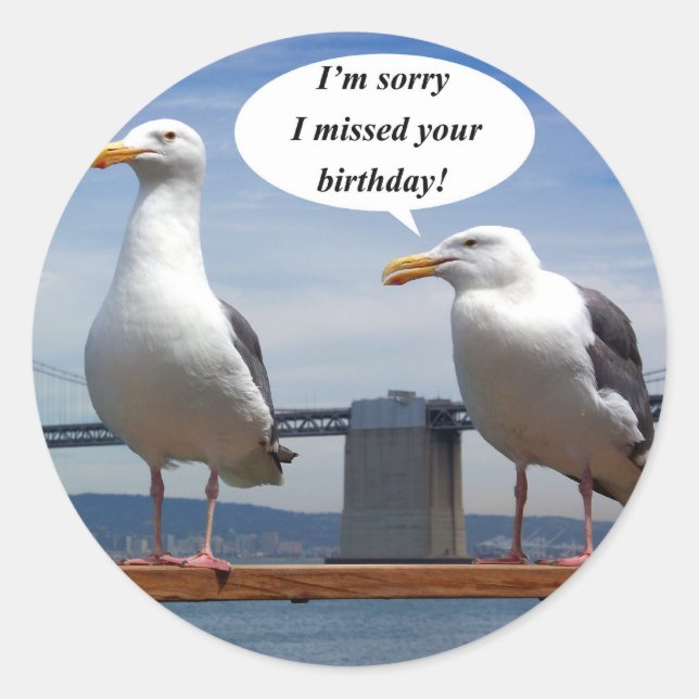 Seagulls talking classic round sticker (Front)