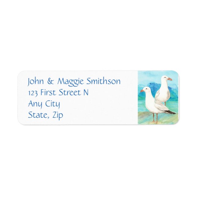 Seagulls - watercolor bird - Address (Front)