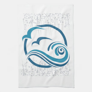 Seagulls Waves Sea Tea Towel