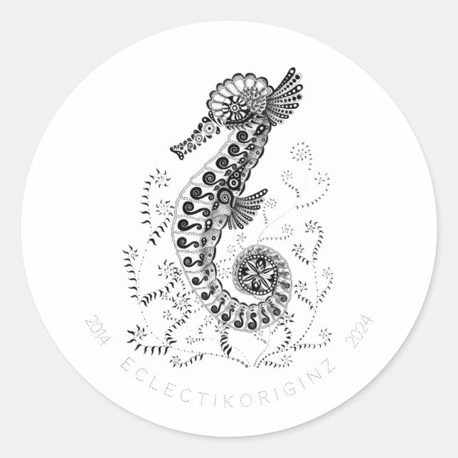 Seahorse 10 Year Classic Round Sticker (Front)