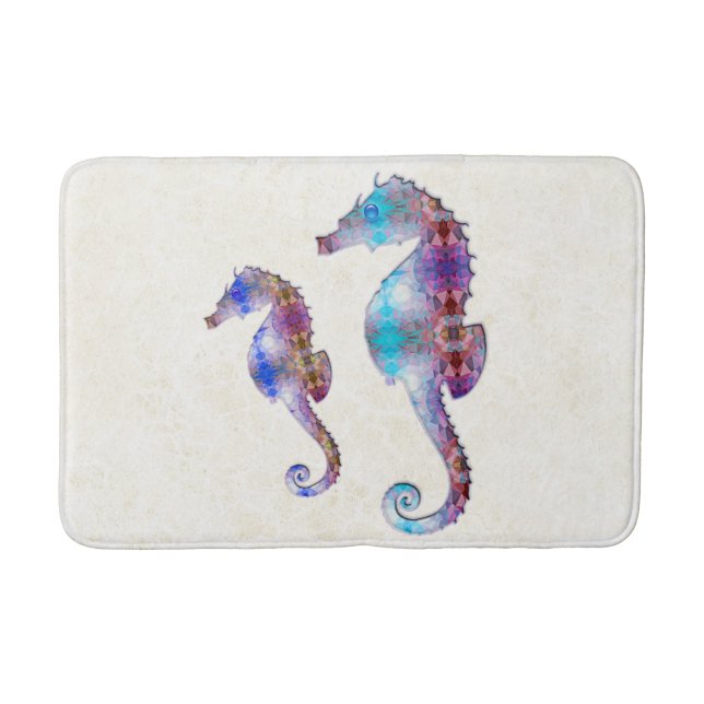 SEAHORSE 1 DUO BABY BLUE AND PINK MOSAIC BATH MAT (Front)