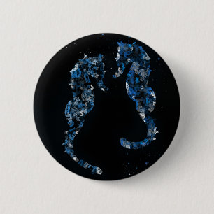seahorse 6 cm round badge