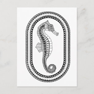 Seahorse Adult Colouring Postcard