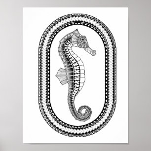 Seahorse Adult Colouring Poster