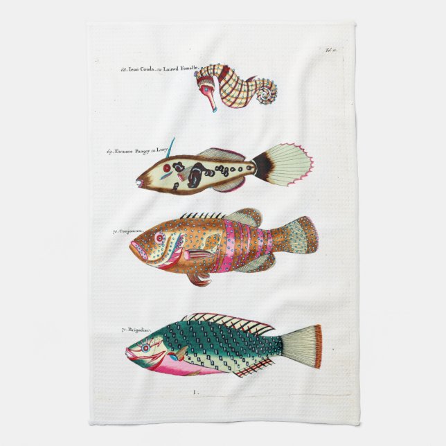 Seahorse and Fish Tea Towel (Vertical)