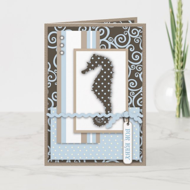 Seahorse Baby Boy Card (Front)