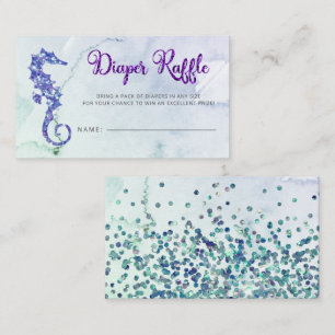 Seahorse Baby Shower Diaper Raffle Enclosure Card