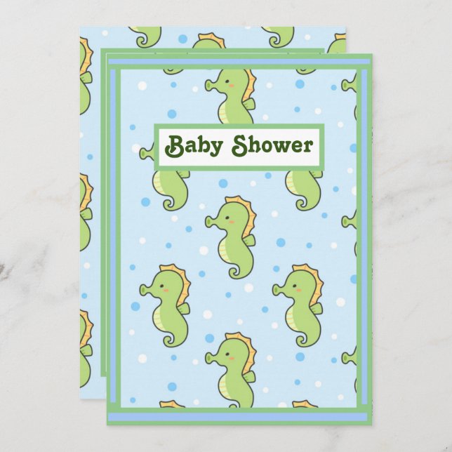 Seahorse Baby Shower Invitation (Front/Back)