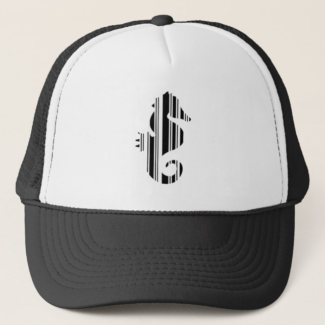 SEAHORSE BAR CODE Fish Barcode Pattern Design Trucker Hat (Front)