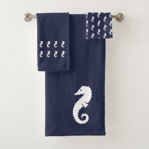 Seahorse Bath Black and white towel set
