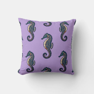 Seahorse Batik Pillow Cover Lavender