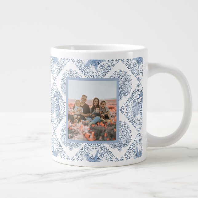 Seahorse Beach Blue Best Nana Photo Mothers Day Large Coffee Mug (Right)